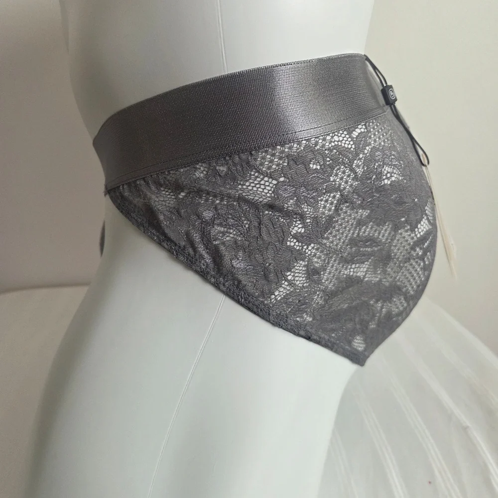 Cosabella Never Say Never Mens Lace Brief Charcoal Grey Floral Underwear NEW